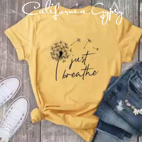 UNBRANDED BOUTIQUE Tops - Dandelion Just Breathe Boho T-shirt